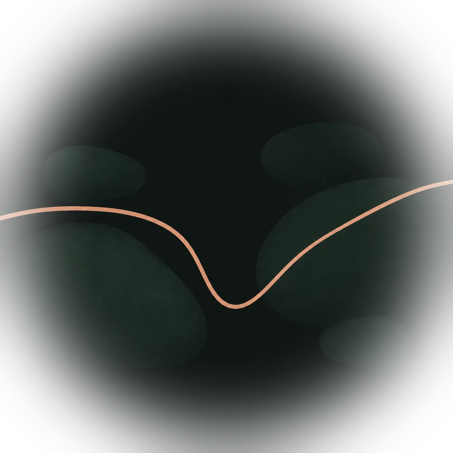 A line that bends around a stone and continues